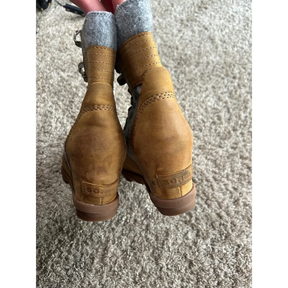 Sorel Lexie Wedge Heel Boots Lace Up Winter Fall Cabin Apres Ski Chic Preppy 7